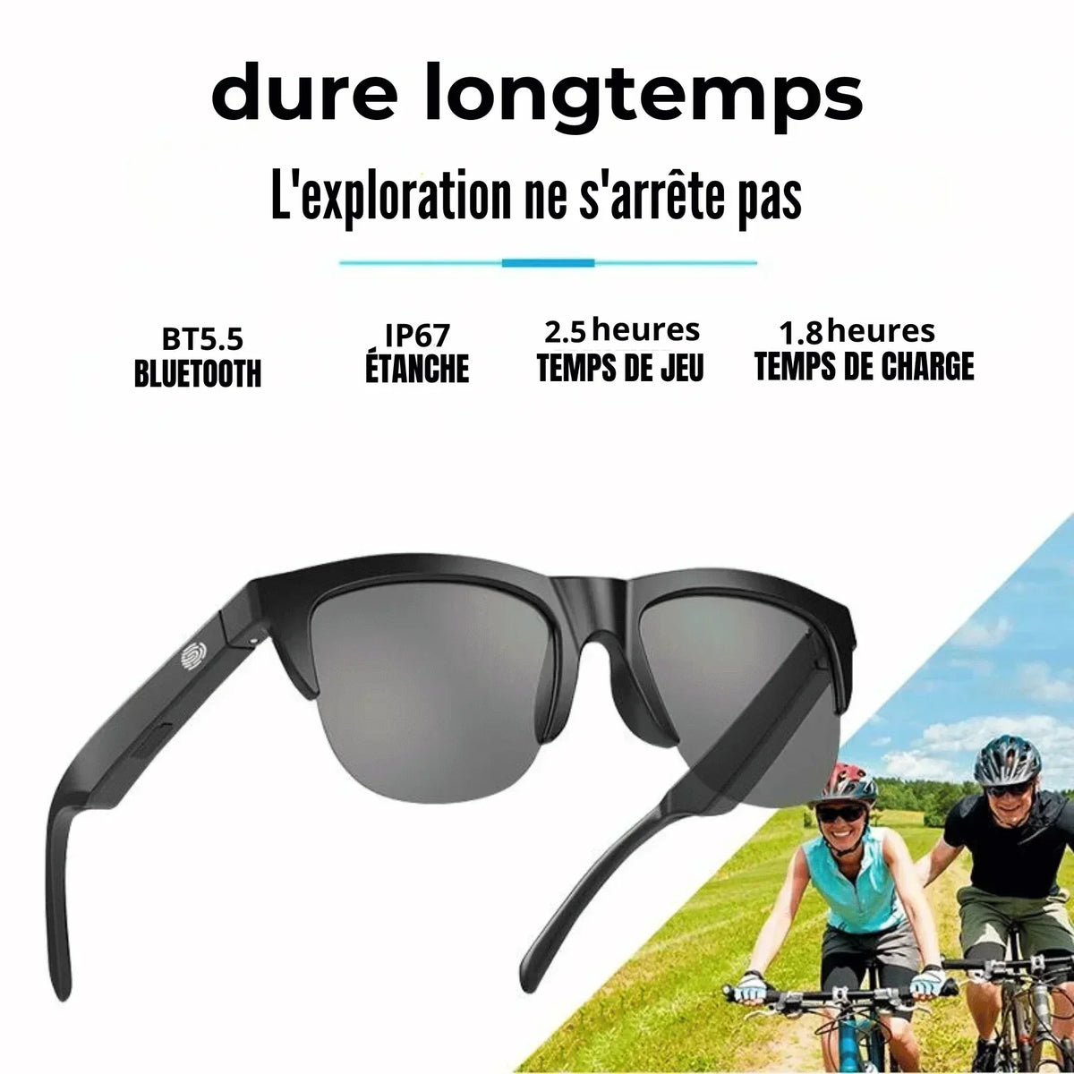 Lunettes de Soleil Bluetooth | Haut-Parleurs et Microphone Intégrés