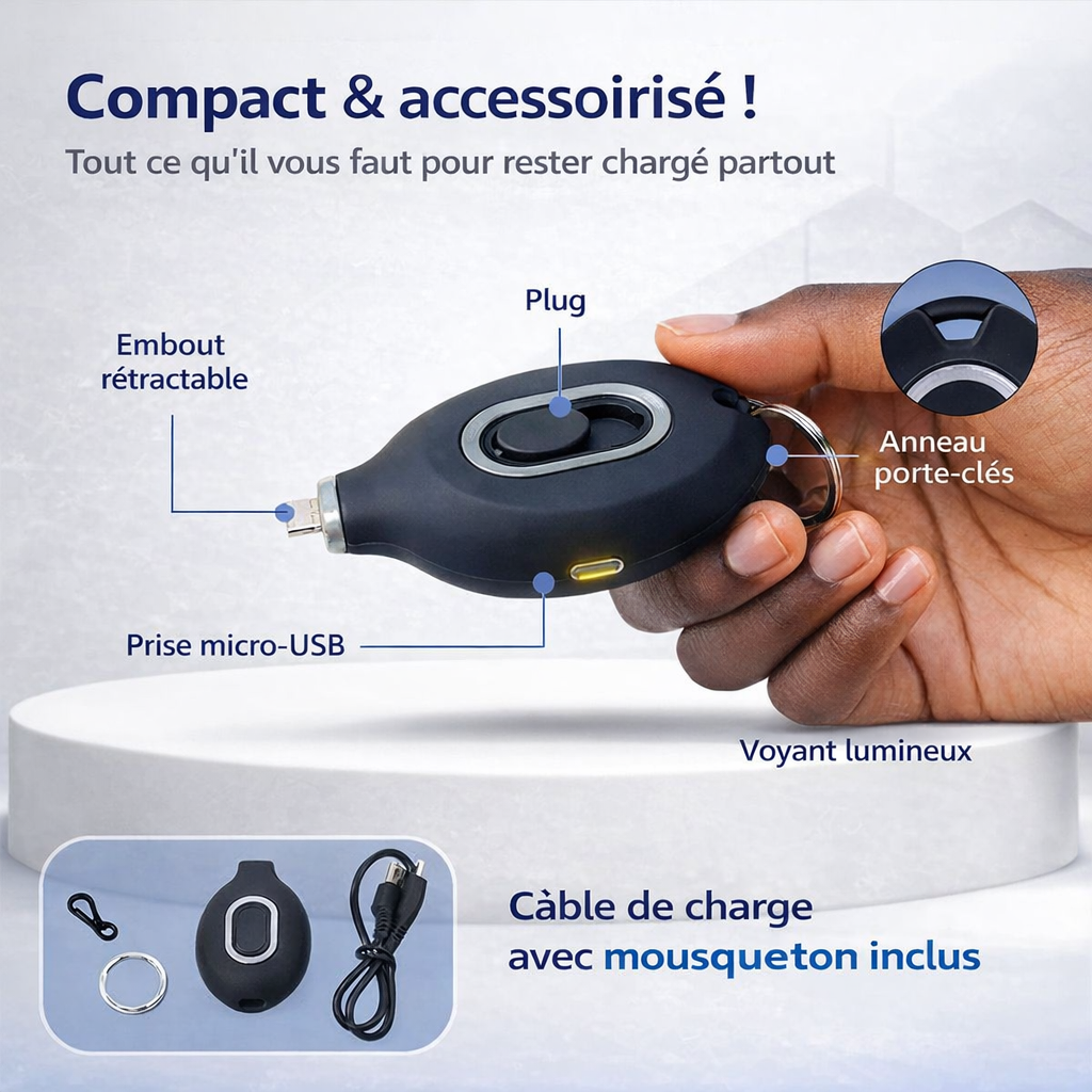 Power Pod™ – Mini Batterie de Secours Instantanée pour Smartphone