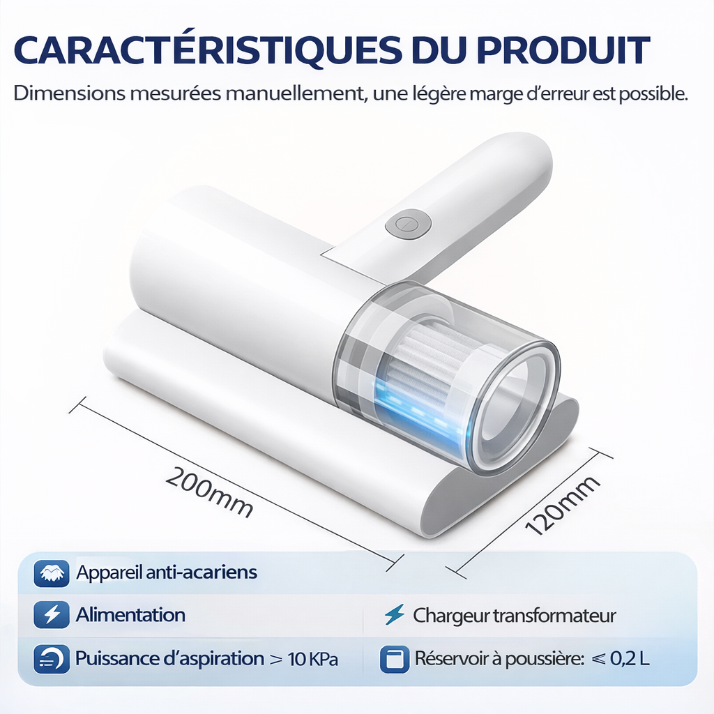 Aspirateur UV Sans Fil Haute Puissance – Anti-Acariens & Désinfection Matelas