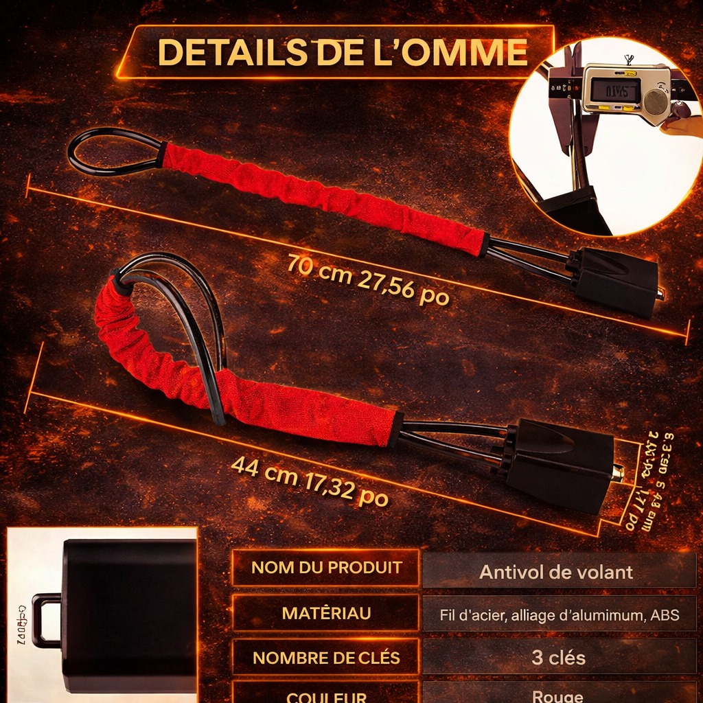 🚗 Système Antivol Voiture Haute Sécurité – Verrouillage Volant + Ceinture