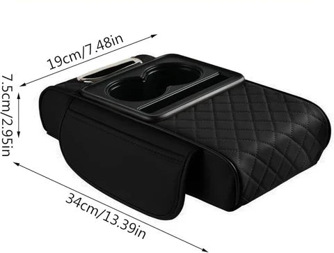Organiseur d’Accoudoir Voiture – Confort & Rangement Instantané + Double Porte-Gobelet