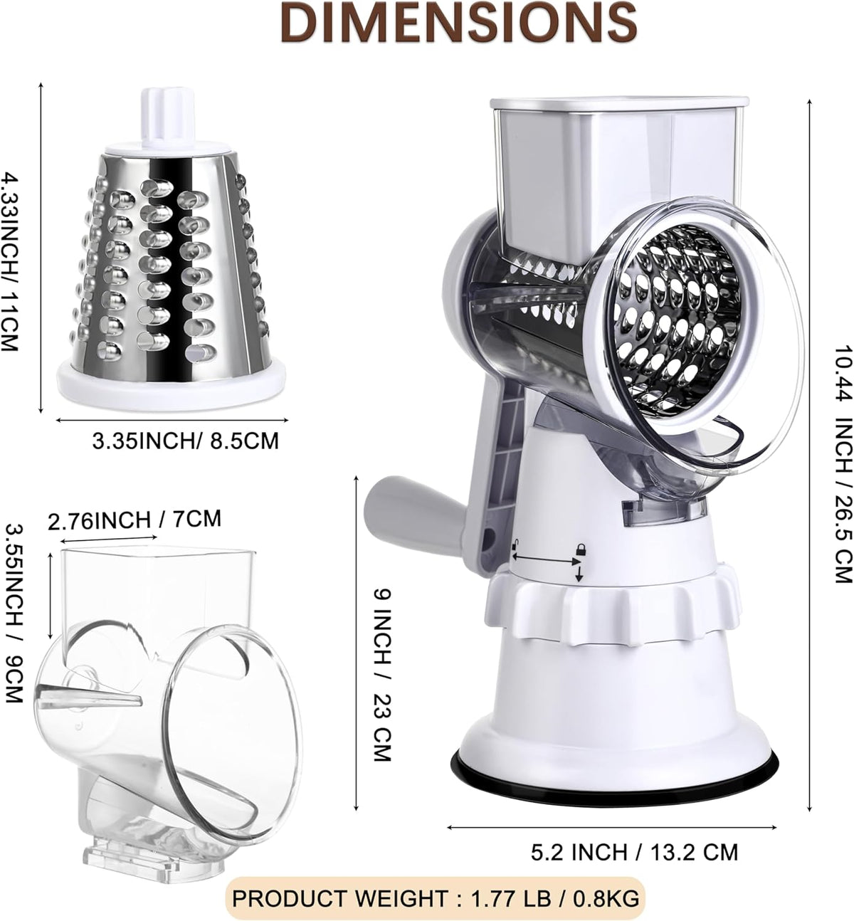 🍽️ Coupe-Légumes Multifonction Rotatif – 3 Lames Inox | Rapide et Sans Effort