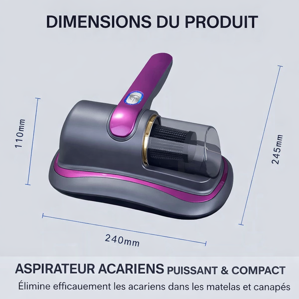 Aspirateur Matelas UV-C avec Double Vibration – Élimine Acariens & Impuretés