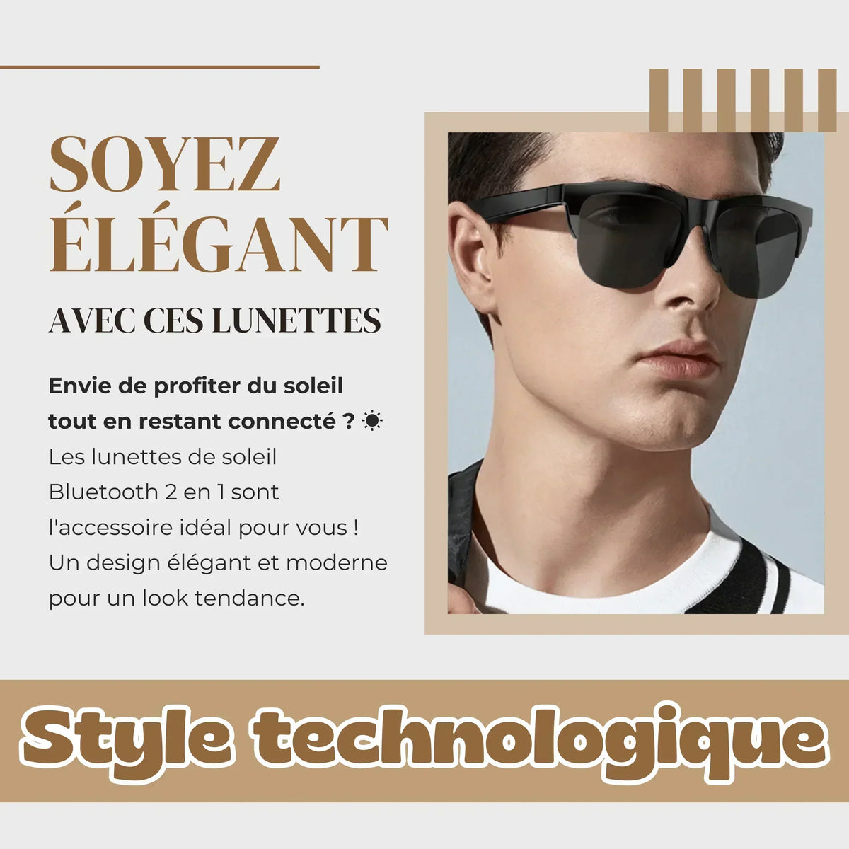 Lunettes de Soleil Bluetooth | Haut-Parleurs et Microphone Intégrés