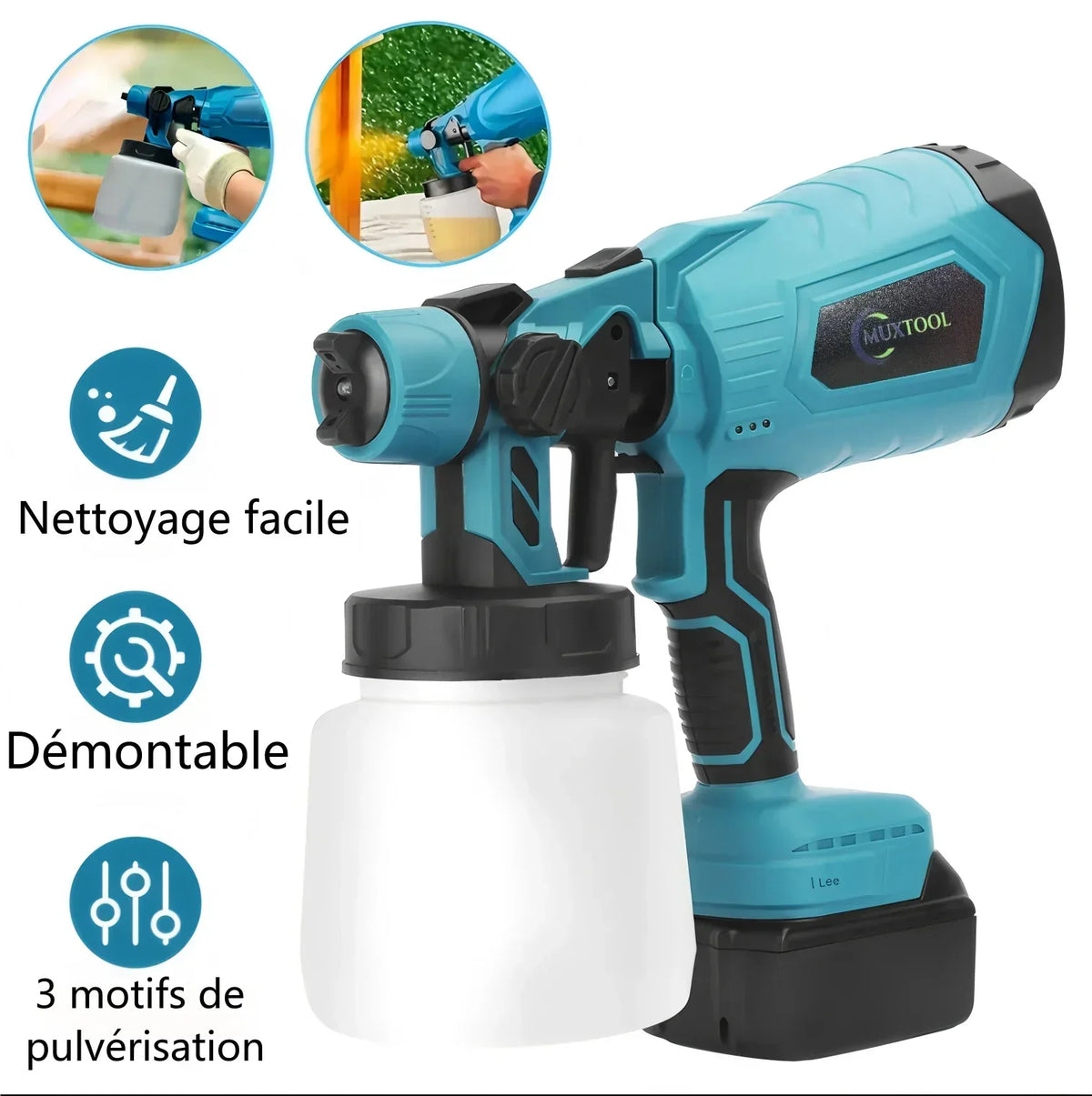 Pistolet À Peinture Électrique Sans Fil De 1000 ml