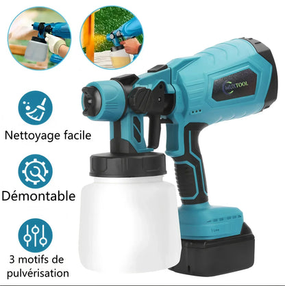 Pistolet À Peinture Électrique Sans Fil De 1000 ml