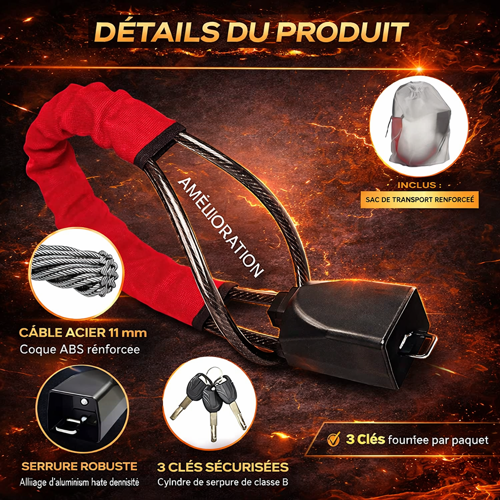 🚗 Système Antivol Voiture Haute Sécurité – Verrouillage Volant + Ceinture