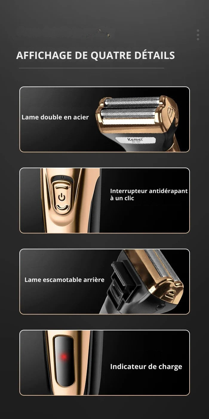 Kemei 3-En-1 — Rasoir & Tondeuse Multifonction Pour Hommes
