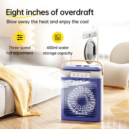 ❄️ Mini Climatiseur Puissant | Rafraîchit, Humidifie & Éclaire | Portable & Recharge USB