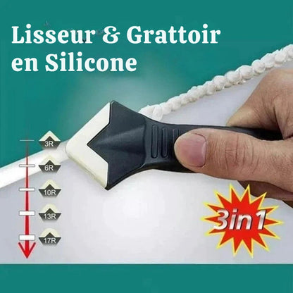 Outil 3-En-1 Calfeutrage Silicone – Grattoir Polyvalent Multifonction, Lames Interchangeables