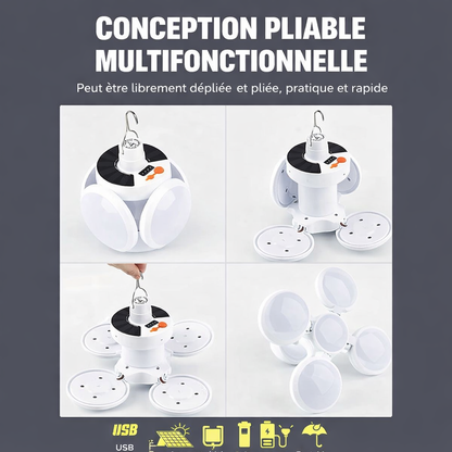 🌙 Lampe Solaire Multifonctionnelle & Pliable – Torche LED Rechargeable USB