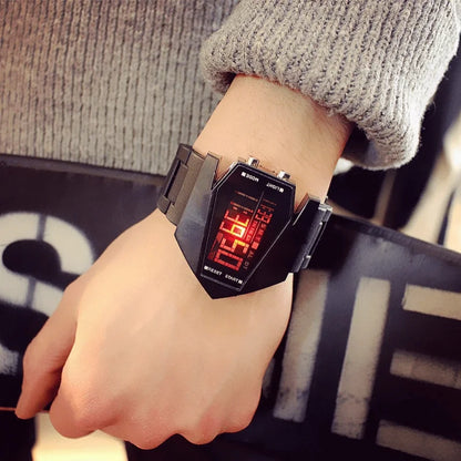 🔥 🚀 Montre Aviateur LED – Design Avion Unique & Affichage Numérique Lumineux Pour Homme