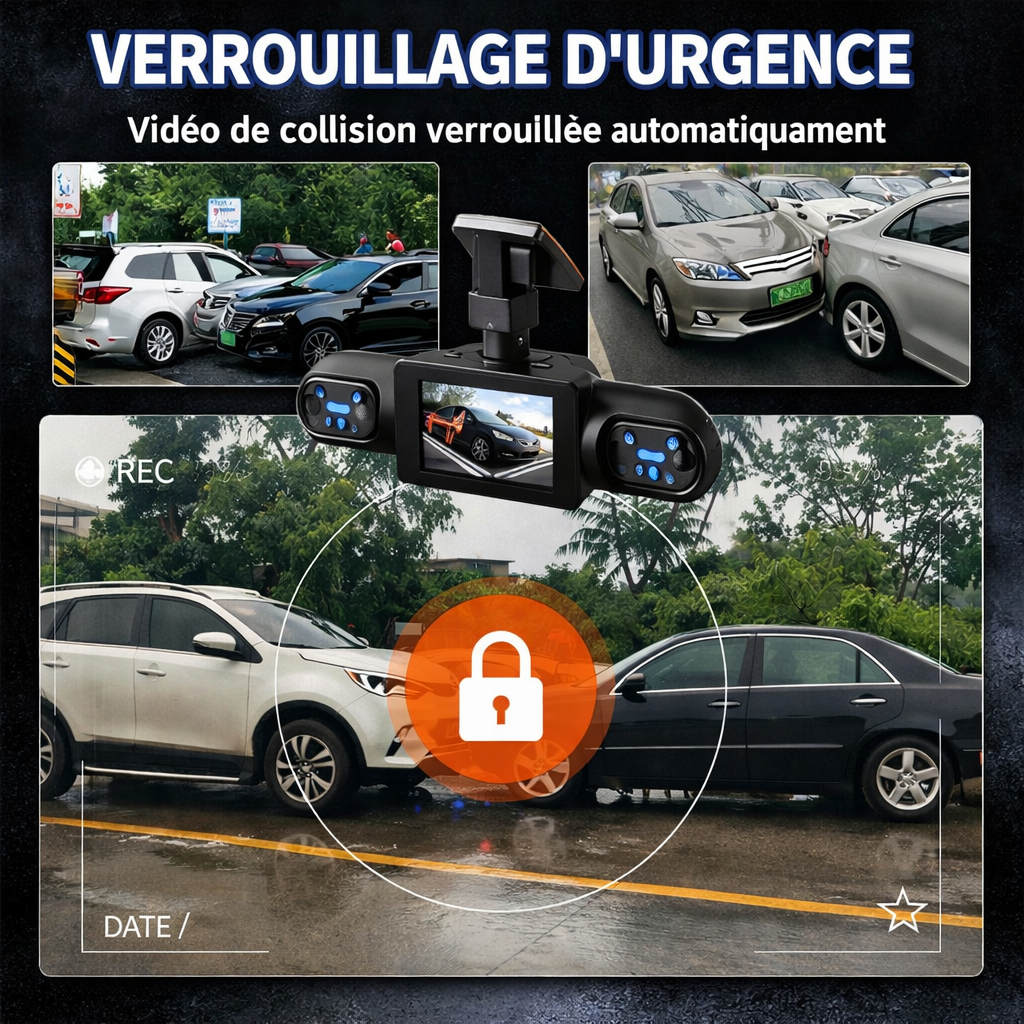 Caméra Embarquée Intelligente 360° à 4 Objectifs (Dashcam HD)