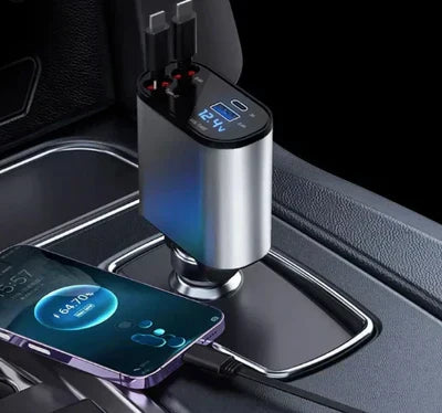 FlexiCharge™ – Chargeur de Voiture Rétractable et Polyvalent
