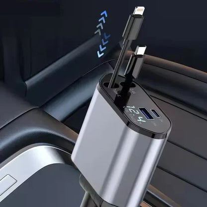 FlexiCharge™ – Chargeur de Voiture Rétractable et Polyvalent