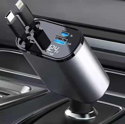 FlexiCharge™ – Chargeur de Voiture Rétractable et Polyvalent