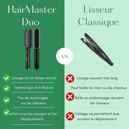 HairMaster Duo - Brosse Lissante Multifonctions 2 En 1