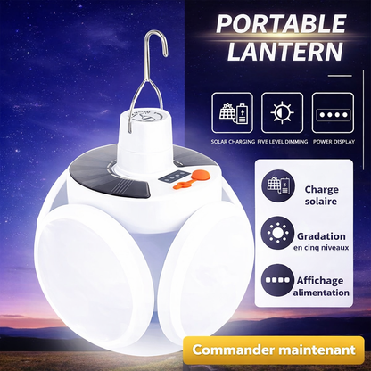 🌙 Lampe Solaire Multifonctionnelle & Pliable – Torche LED Rechargeable USB