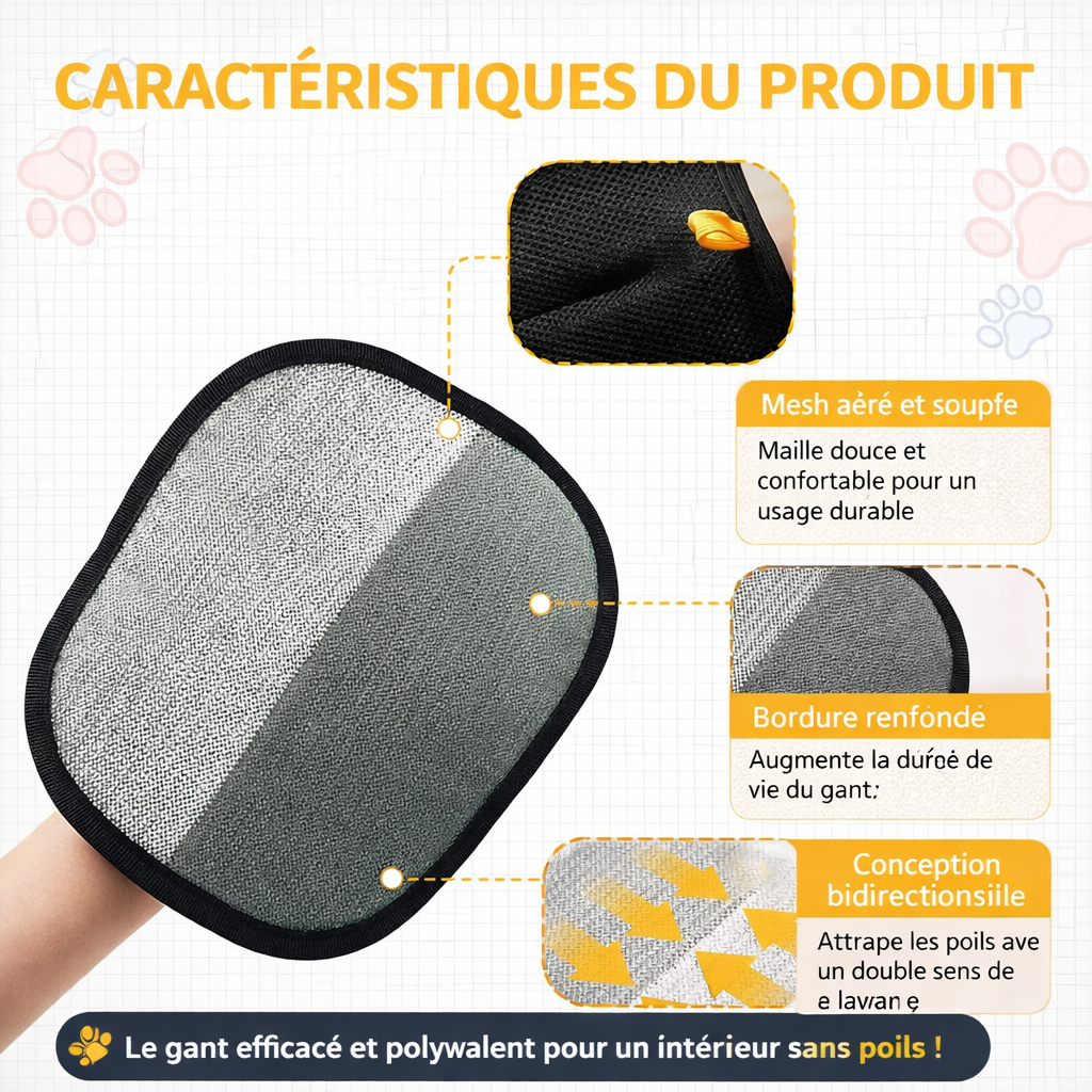 🐾 Gant Anti-Poils Réutilisable – Élimine les Poils d’Animaux en 1 Seul Geste