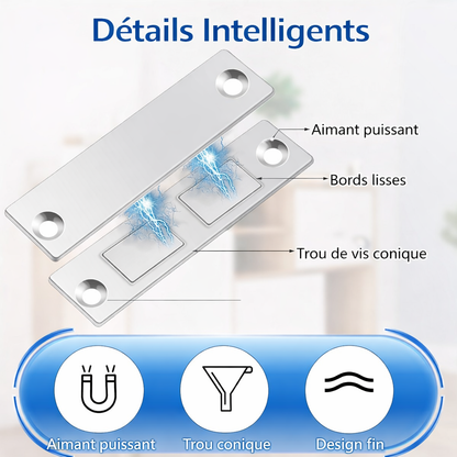 Lot de 3 Fermetures Magnétiques Ultra-Fines pour Portes & Tiroirs – Sans Perçage, Fixation Puissante & Invisible