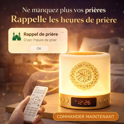 Lampe Coran Intelligente 5-En-1 | Lumière Relaxante + Récitations Des Meilleurs Imams