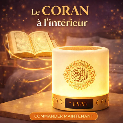 Lampe Coran Intelligente 5-En-1 | Lumière Relaxante + Récitations Des Meilleurs Imams